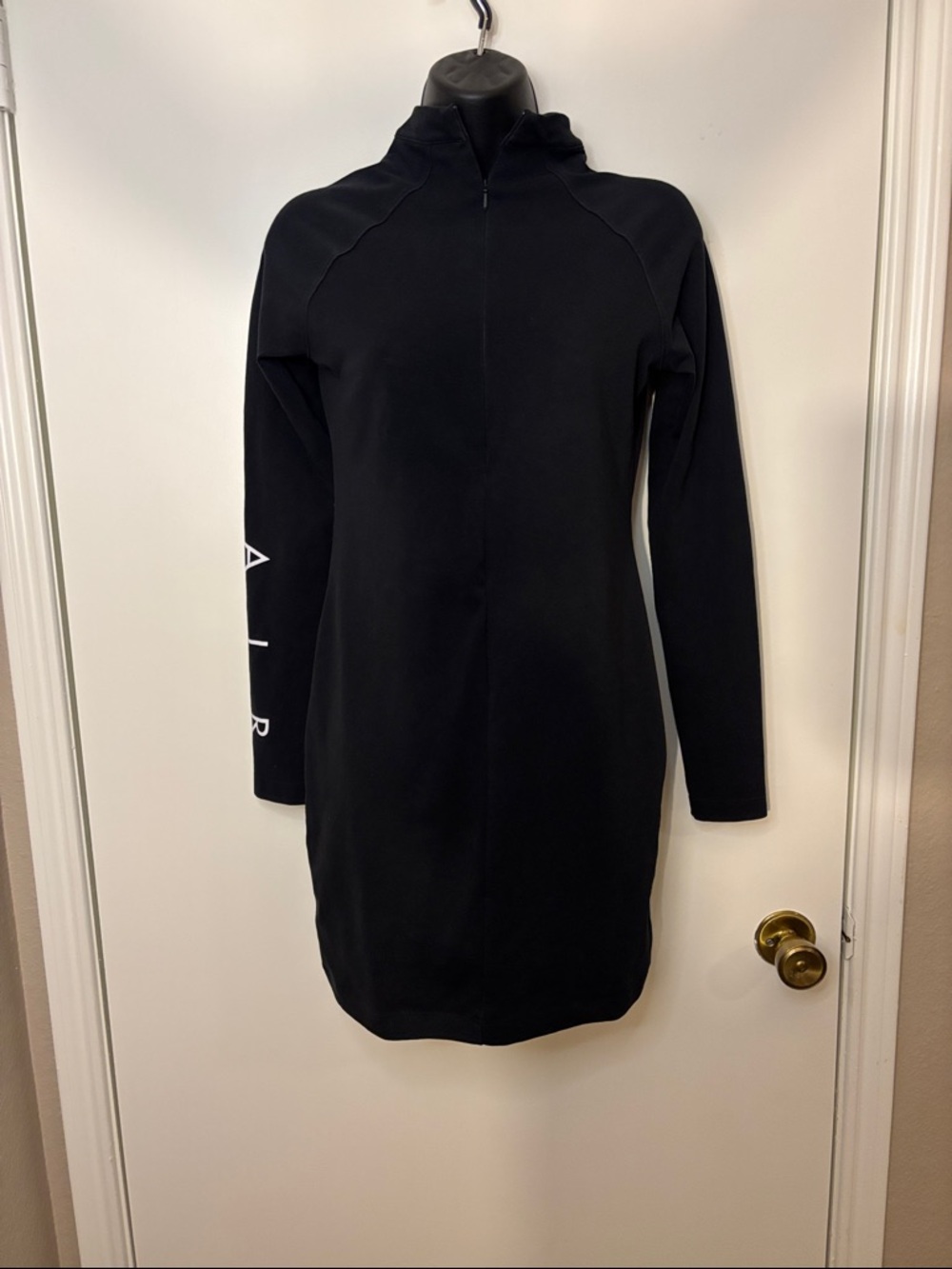 Nike Black Long-Sleeve Zip Dress with Sleeve Logo